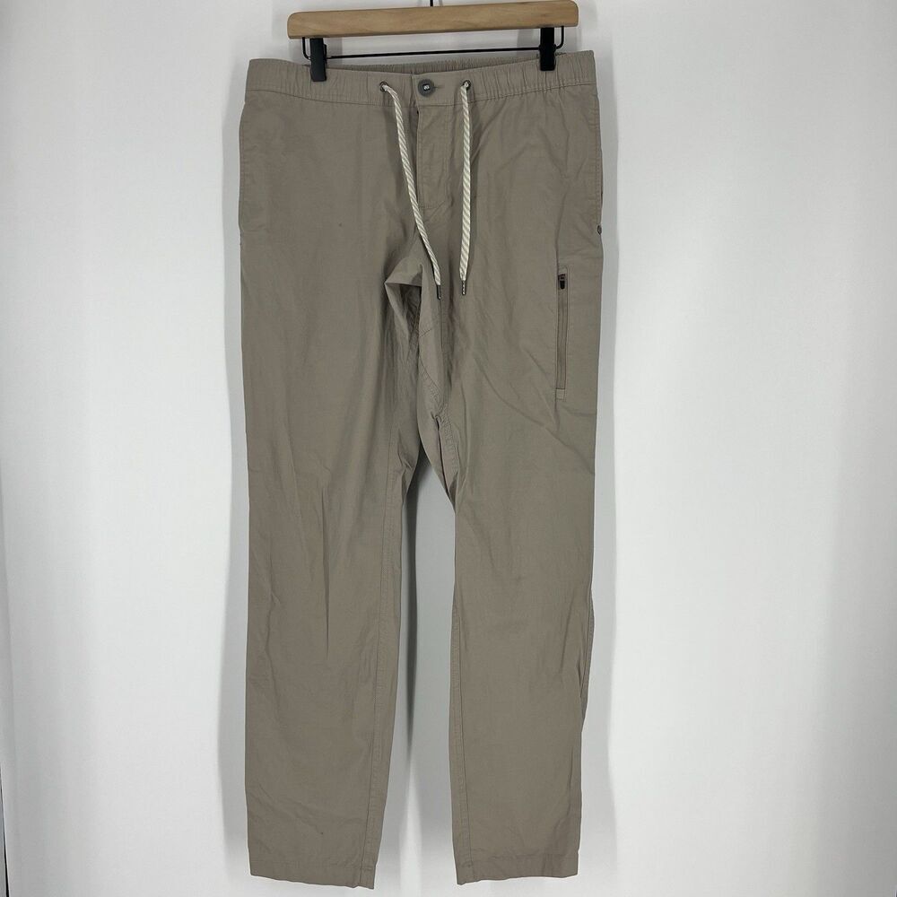 Vuori Pants Size Large Mens Khaki Ripstop Chino Pockets Preppy Modern Pull On